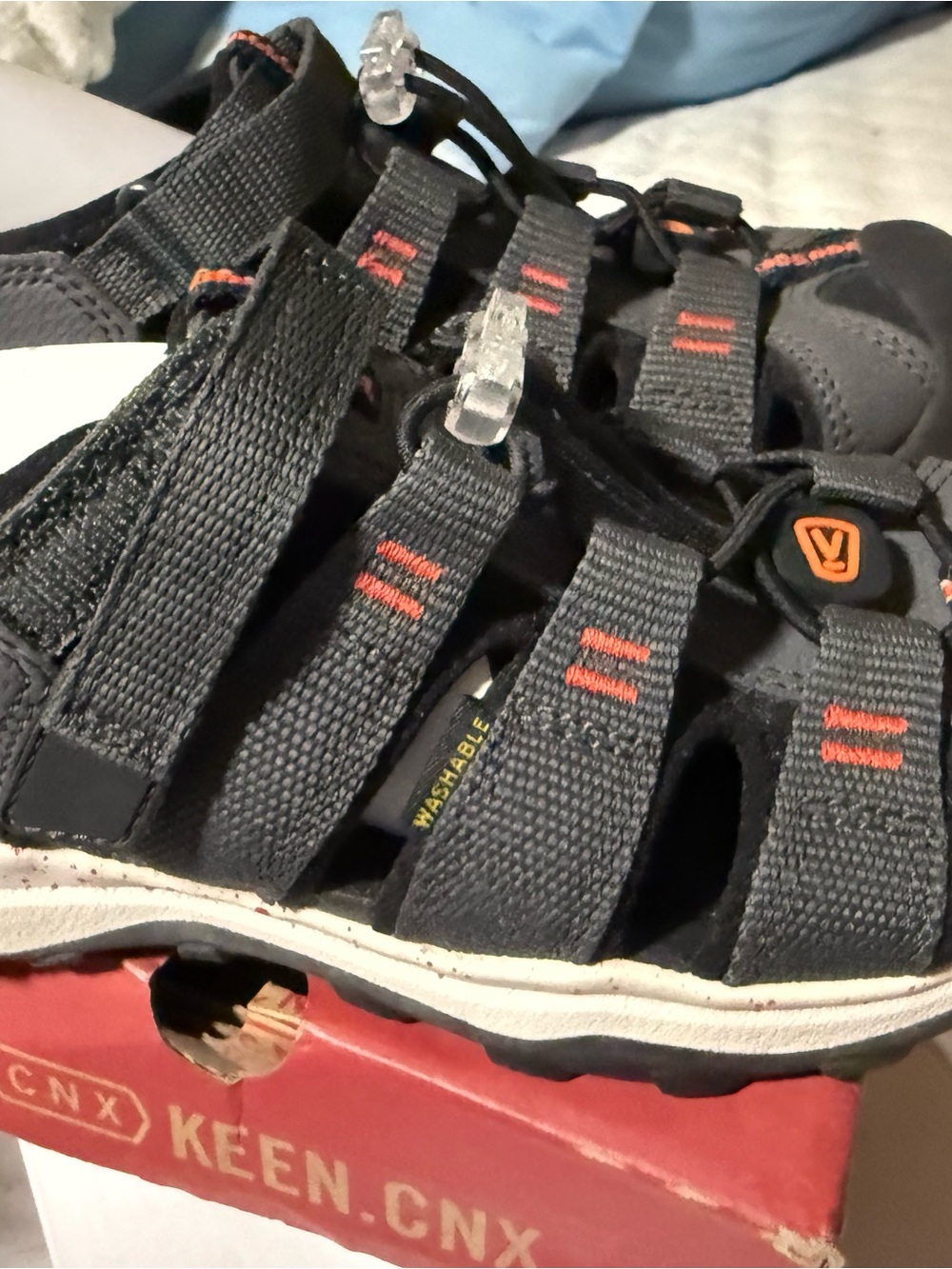 Keen Kids Charcoal and Orange Active Hiking Sandals